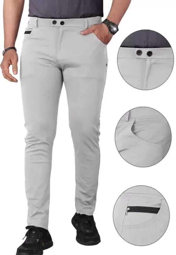 Combo of 2 Trendy Flat Front Trouser for Men with 4 Pocket in Combo offer Mo - 34