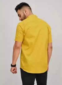 #Printed Mandarin Collar Shirt | Slim Fit Men's Shirt | short Sleeves Pocketed Shirt | Unique Print Detailing | Sleek and Style Design MO - XL