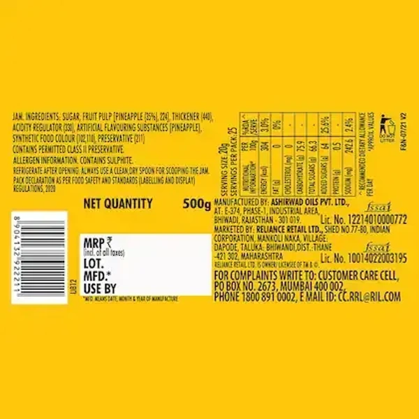 Snac Tac Pineapple Jam 500 g