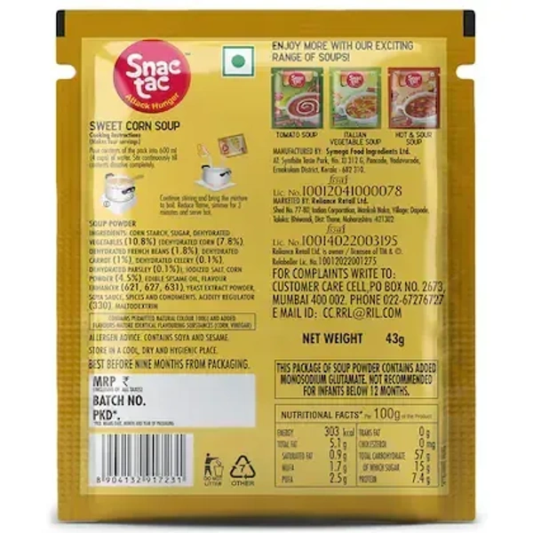 Snactac Sweet Corn Soup 43 g