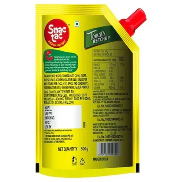 Snactac Tomato Ketchup 500 g