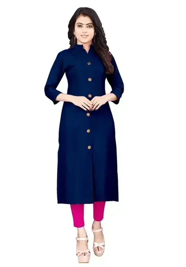 Women Solid Pure Cotton Straight A-line Kurta Mo - XL