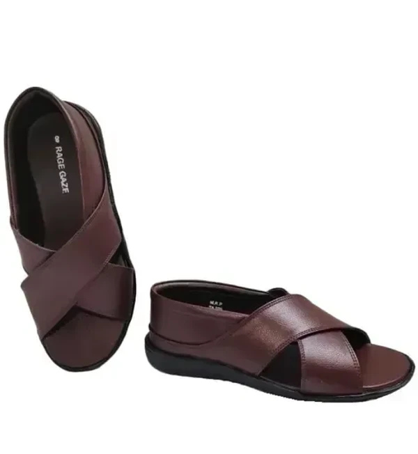 RAGE GAZE BROWN CROSS SANDAL Mo - IND-7