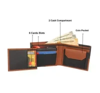 SAMTROH Tan & Black Artificial Leather Square Design Slider Wallet For Men Mo - Free Size