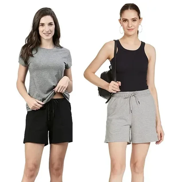 WOMENS SHORTS PLAIN BLACK,GREY An - M