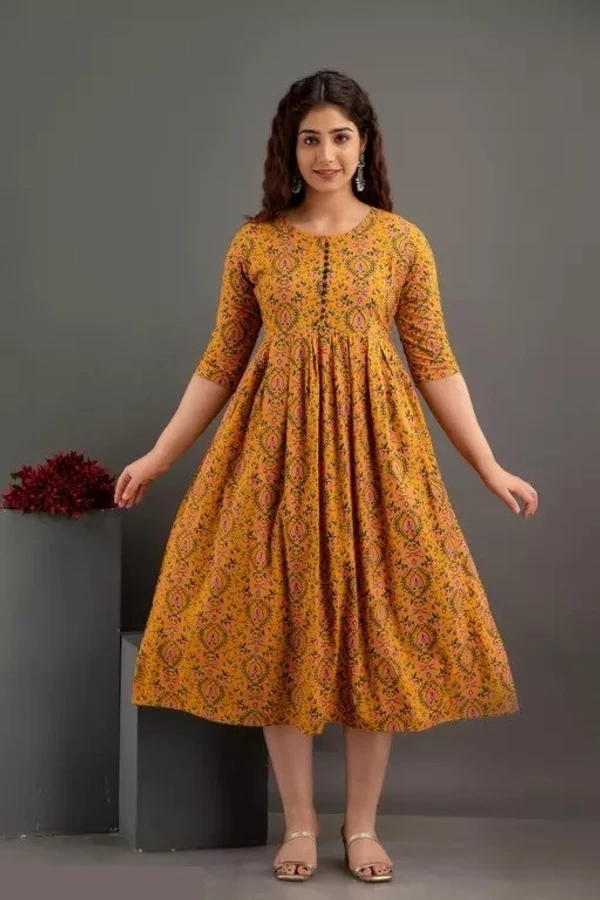 Women Rayon Printed Saumya Long Anarkali Kurtis - XL