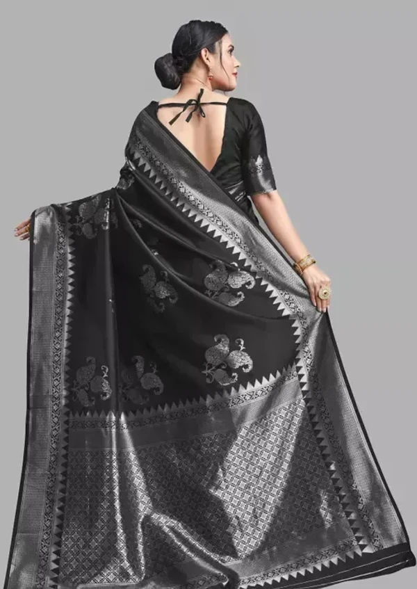 black Banita Fashionable Sarees / Wedding Saree / Printed Saree for Women / Banarsi Saree / Printed Weeding Saree Mo - Free Size