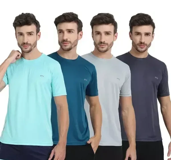 FTX Men's Solid Round Multicolor Tshirts Pack 4 Mo - M