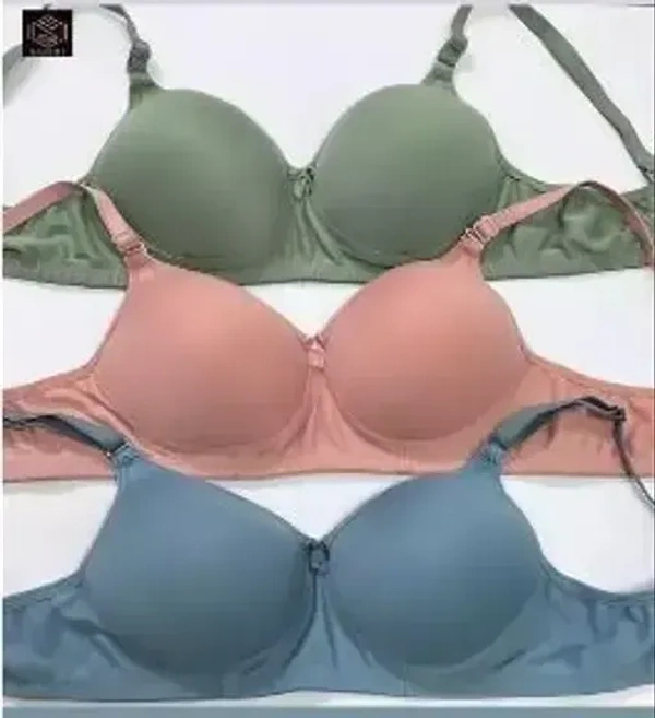 Women's Cotton Padded Non-Wired Regular Bra (Pack of 3) Mo - 28B 40B