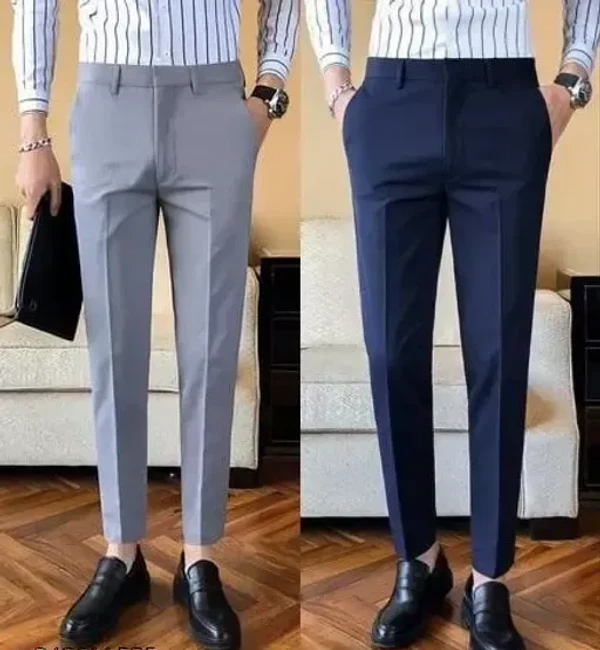 Pesado Lnt Grey&NavyBlue Trouser For Men's Pants Mo - 32