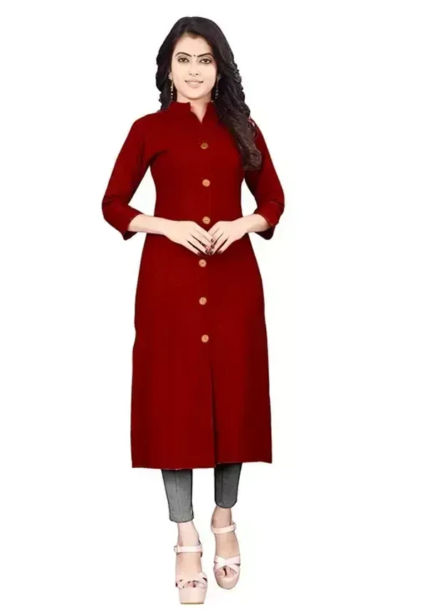 Women Solid Pure Cotton Straight A-line Kurta Mo - XL