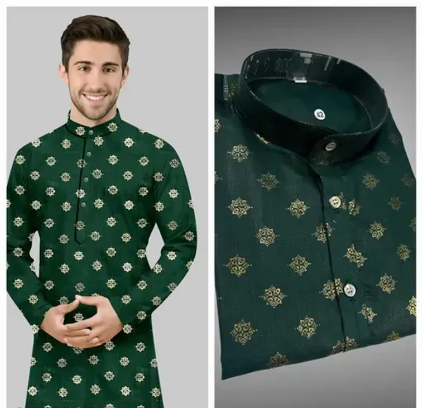 Men's Printed Kurta Cotton (Only Kurta) Mo - S