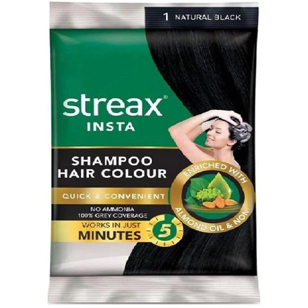 #GMR Strex Insta Shampoo Hair Colour Black MRP-15/Pic - 1set×8pic