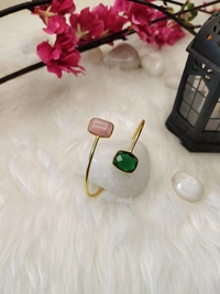 Pink And Green Stone Kada Bracelet 