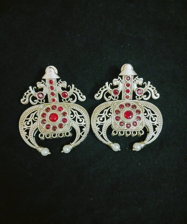Stunning Oxidised Silver Plated Earrings - Silver