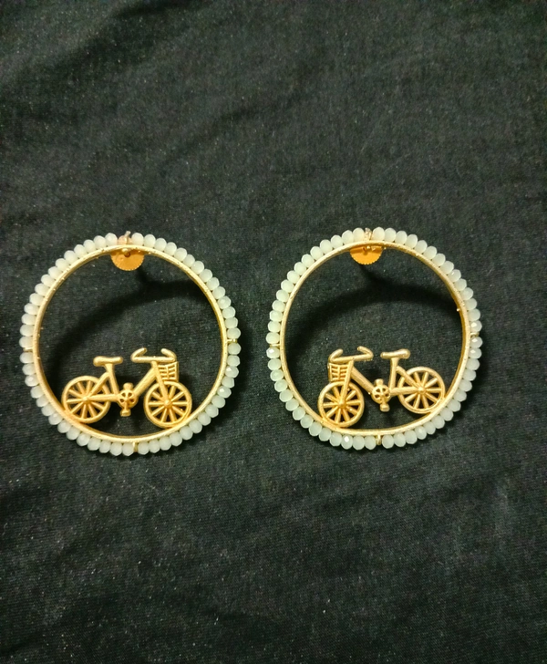 Fancy Cycle Earrings  - Mint Green