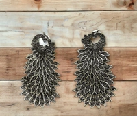 Peacock Earrings  - Silver