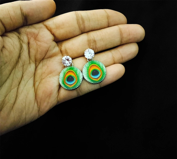 Elegant Peacock Earrings  - Mint Green