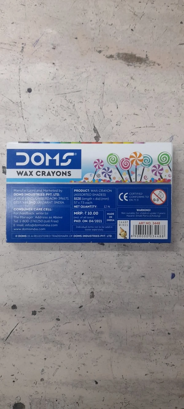 Doms Wax Crayons - 12 colors