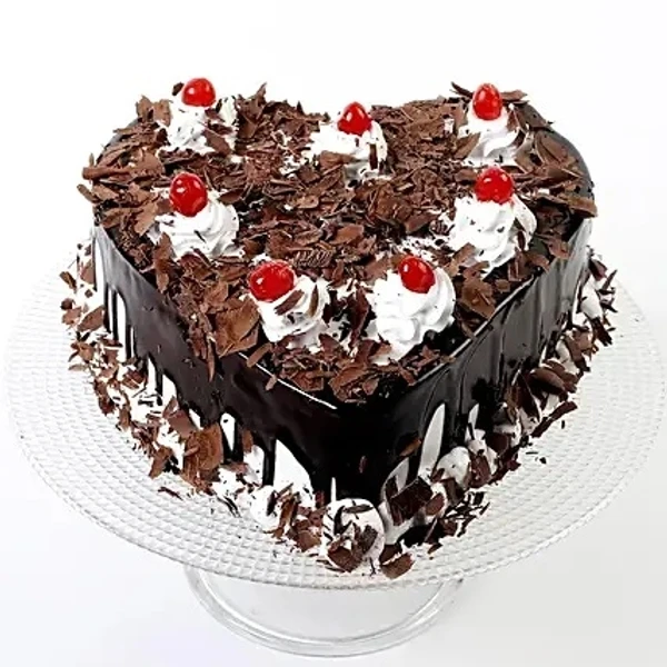 Love Shape Chocolate Sauce Loaded Black Forest Cake - 1 Pound