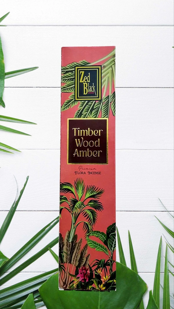 Dhup Zed Black Timber Wood Amber (Agarbatti) - 80g (Large)