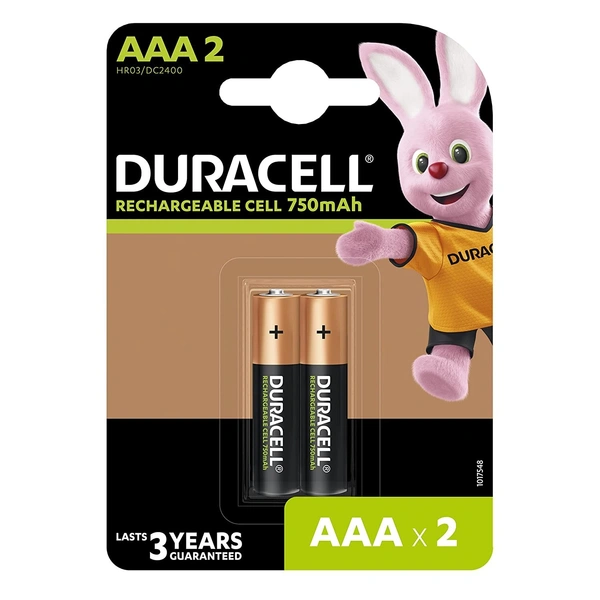 DURACELL AAA 750 MAH RECHARGEABLE BATTERY SET OF 2