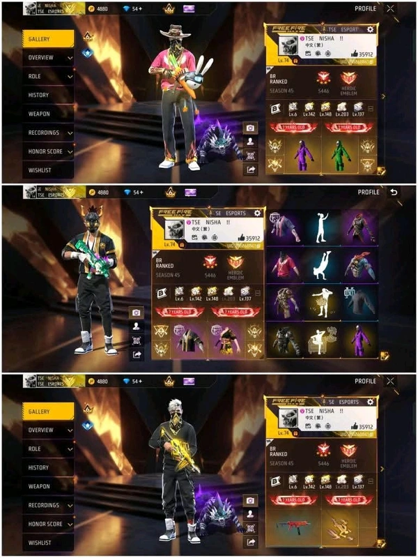 Free Fire Session 1 & SESSION 2 ACCOUNT selling  - Red, 1