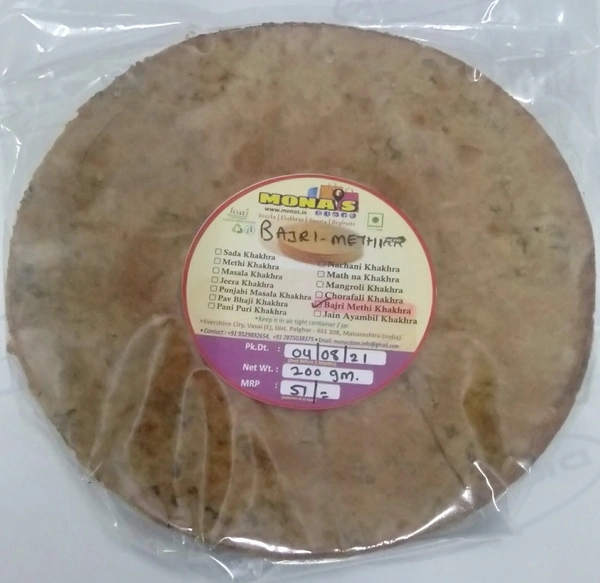 Bajri Methi Khakhra 500 Grams - Bajri Methi, 500 Grams