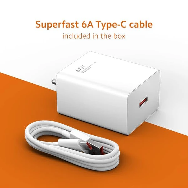 Mi 67W Sonic Charge Combo |Mi/Xiaomi/Redmi Charger|Superfast 6A Type C Included| Laptops, Tablets & Mobile Charger|(Adapter + USB to Type C Cable)