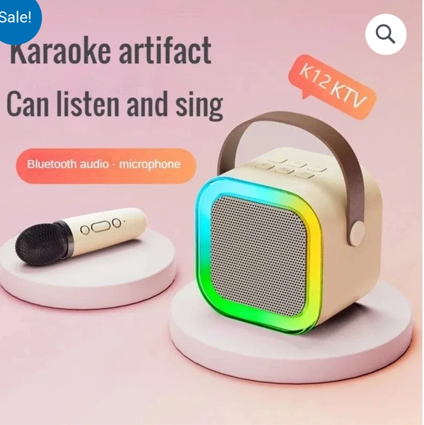  HB PLUS K12 Mini Karaoke Toy Speaker with Wireless Microphone for Kids Girls and Boys 5 W Bluetooth Speaker Rechargeable, BT,TFT,AUX,USB (Pink) - Mercury
