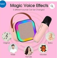  HB PLUS K12 Mini Karaoke Toy Speaker with Wireless Microphone for Kids Girls and Boys 5 W Bluetooth Speaker Rechargeable, BT,TFT,AUX,USB (Pink) - Mercury