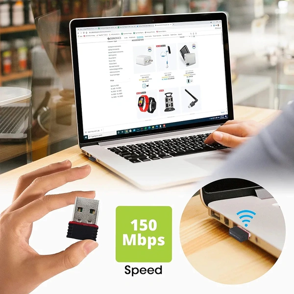 HB PLUS HB-USB150WF1 WiFi USB Mini Adapter Supports 150 Mbps Wireless Data, Comes with Advanced Security WPA/WPA2 encryption Standards
