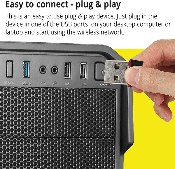 HB PLUS HB-USB150WF1 WiFi USB Mini Adapter Supports 150 Mbps Wireless Data, Comes with Advanced Security WPA/WPA2 encryption Standards