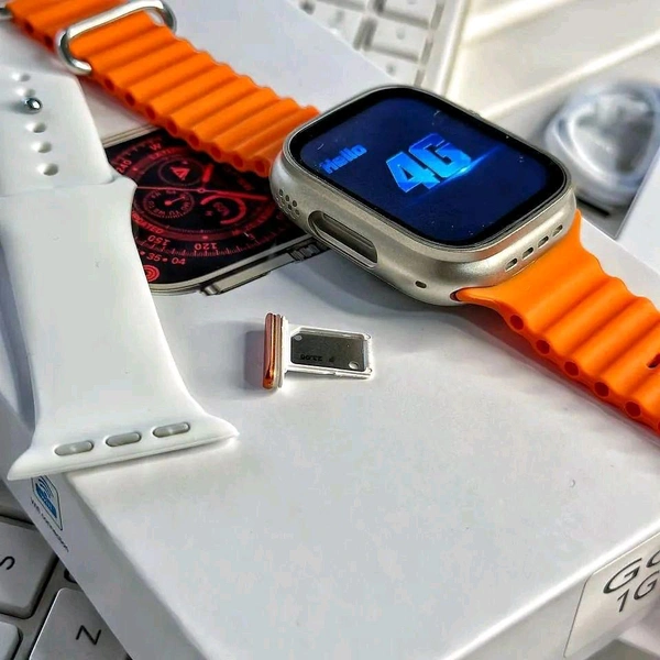 4G Network S8 Ultr Sim Card Call Smart Watches Android OS GPS Map 2.08" Screen Heart Rate App Install Smart Watch For Men.                             - Orange Strap