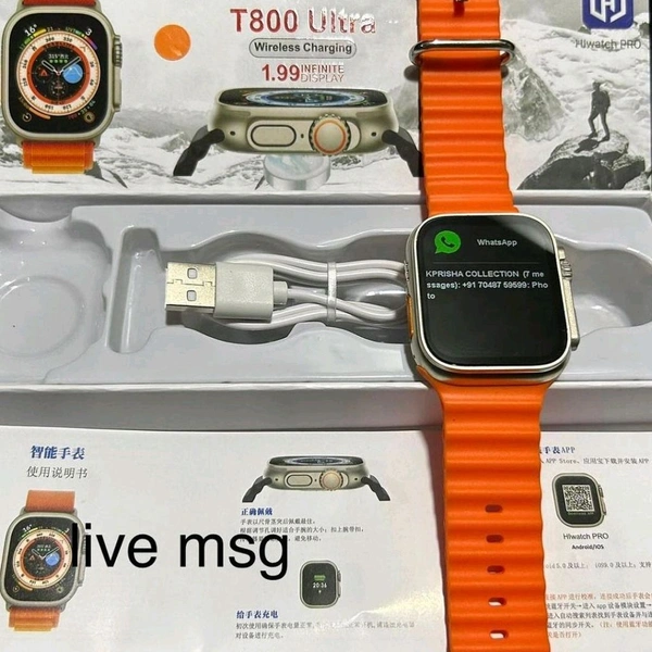 watch Pro T800 Series 8 Ultra Budget Smartwatch | 1.99 Infinity Display, Aluminium Case - Orange