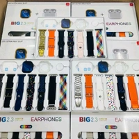 i20 Ultra MAX Suit(10 in 1 Set) SmartWatch + Aiir pods Pro with Transparent Screen Guard Watch with Seven Decorated Straps