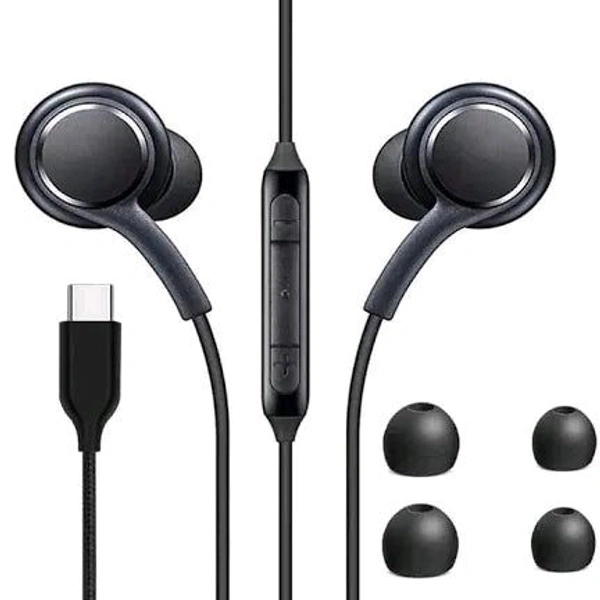 Type C Wired in Ear Earphones 14Mm Drivers 1.2 Meter Durable Cable-Black