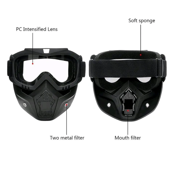 Bike Goggles Mask Anti Scratch UV Protective Face Mask - Clear traprent