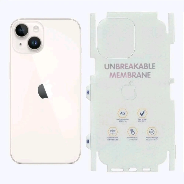 Back Screen Protector for iPhone 13 Unbreakable Membrane Scratch Guard Transparent TPU Full Fit Protective, Case Friendly, Compatible with iPhone 13 (Back & Side)