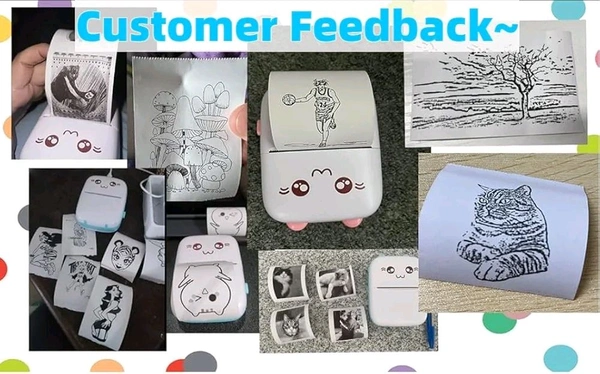 Mini Bluetooth Thermal Printer, Portable Label Printer Inkfree Printer for Android & iOS System, Black on White Thermal Printer with 10 Roll of Print Paper, Stickers, Pink