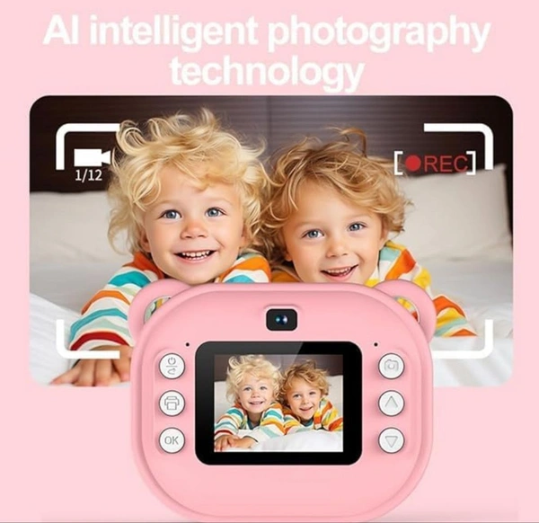 Instant Print Camera for Kids, 1080P HD Instant Print Photo, Birthday Gifts for Age 4 5 6 7 8 9 10 Girls Boys, Portable Toy with 1 Roll Photo Paper, HD Digital Video Cameras