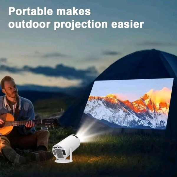 HB PLUS Lightbeam Smart Projector for Home 4K Support, Native 720p HD Resolution, 2500 Lumen, Rotabable Design, Speaker, Android 11 with Built-in Apps (Netflix, Prime, YouTube) WiFi 130" Max Display Apps (Netflix, Prime Video, Hotstar), 2000 Lumens, Screen Mirroring, 3 Watts Speaker (White)