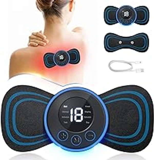 Body Massager Machine for Pain Relief Wireless Massager 8 Mode & 19 Strength Level EMS Massager Mini Massager Butterfly Massager for Shoulder Legs Massage Neck Massager Back Massager