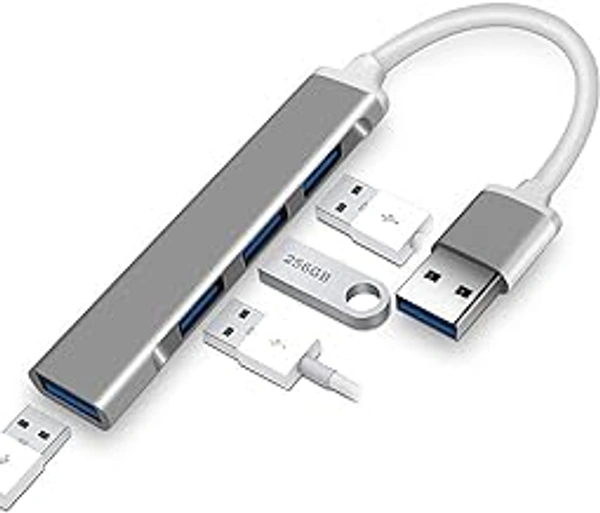 HB Plus 4 Port USB 3.0 Hub USB Hub Extensions USB Adapter Station Ultra Slim Portable Data Hub Applicable for iMac Pro MacBook Air Mac Mini/Pro Notebook PC USB Splitter Aluminum Alloy