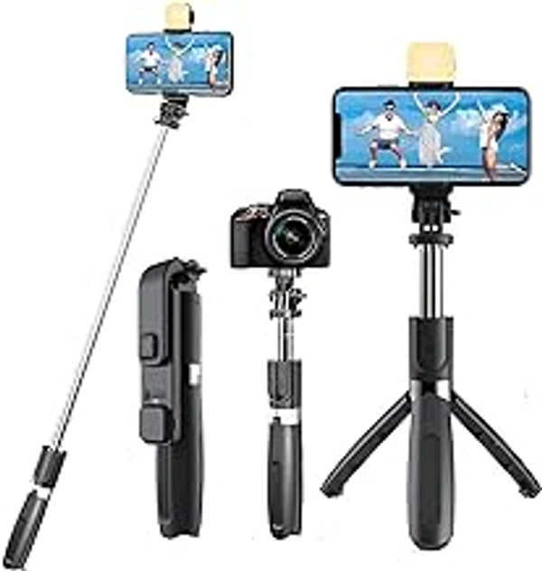 HB Plus Bluetooth Selfie Stick, Extendable Bluetooth Selfie Stick Tripod - 360° Rotation Stable Tripod Stand with Detachable Wireless Remote, Compatible with GoPro, Small Camera and Smartphones
