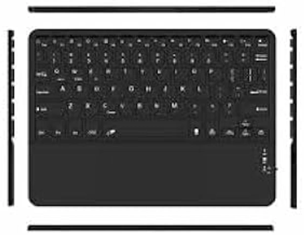 HB PLUS Bluetooth Wireless Touchpad Keyboard with LED Backlit| Silent Keys| Ultra-Slim Multi-Device Keyboard for ipad Tablet Android Windows Mac Laptop (Black)