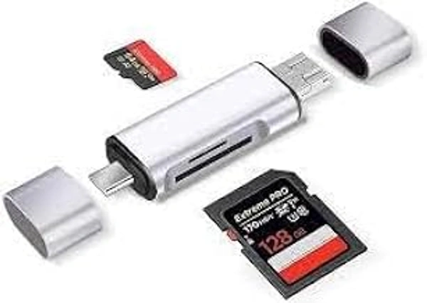 HB PLUS Metal Body 3-in-1 USB 3.0 Card Reader USB C Micro USB Compatible for Card Reader SD Micro SD SDHC Micro SDHC Memory Card Reader for MacBook PC Tablets Smartphones