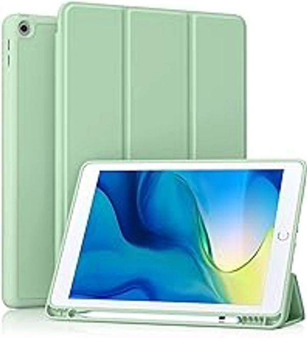 HB PLUS Protective Case Includes A Soft TPU Back Auto Sleep/Wake Cover and Pencil Holder Compatible with iPad 10.2 Inch (Matcha Green)