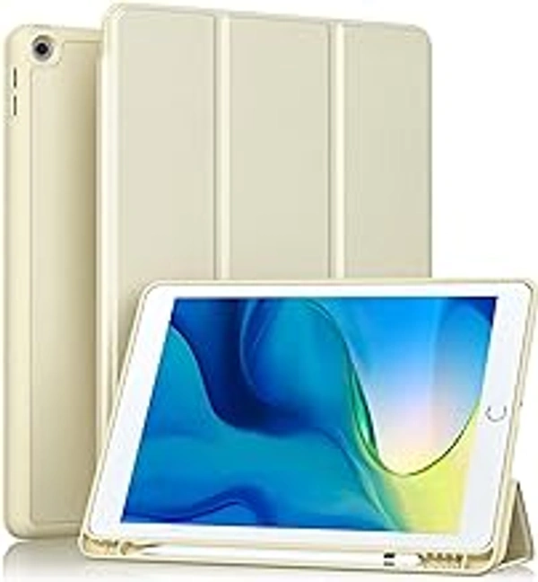 HB PLUS Protective Case Includes A Soft TPU Back Auto Sleep/Wake Cover and Pencil Holder Compatible with iPad 10.2 Inch (Starlight)
