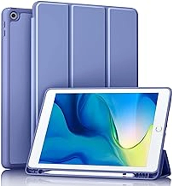 HB PLUS Protective Case Includes A Soft TPU Back Auto Sleep/Wake Cover and Pencil Holder Compatible with iPad 10.2 Inch (Blue Purple)
